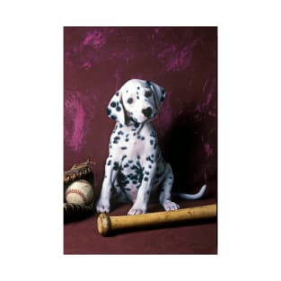 Dalmatian puppy with baseball T-Shirt