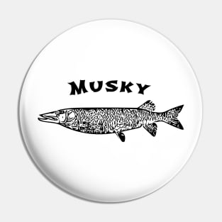 Musky Sports Fishing Design Pin