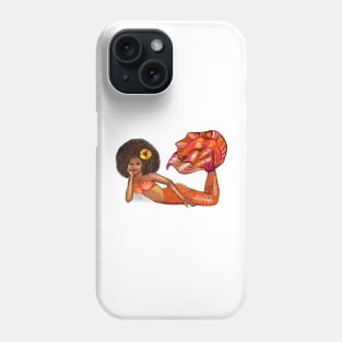 Mermaid with yellow hibiscus flower in her Afro relaxing Phone Case