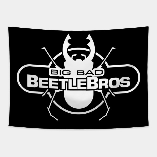 Beetle Bros Logo White Tapestry by GodPunk