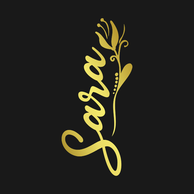 Sara Name Faux Gold Yellow Tulip Flourish by xsylx