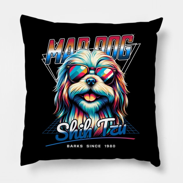 Mad Dog Shih Tzu Pillow by Miami Neon Designs
