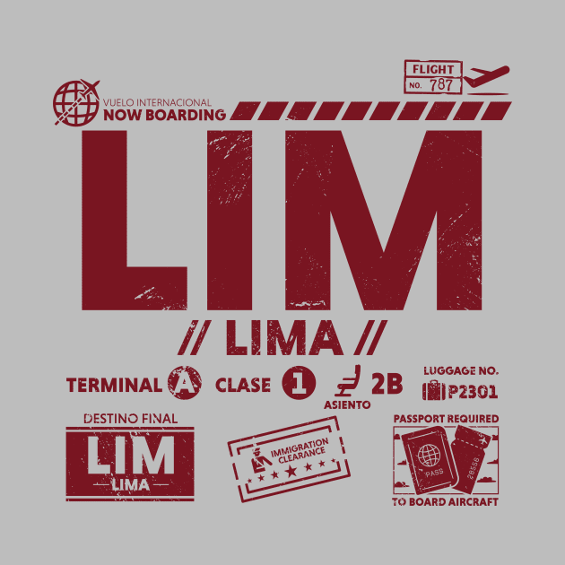 Vintage Lima LIM Airport Code Travel Day Retro Travel Tag B by Now Boarding