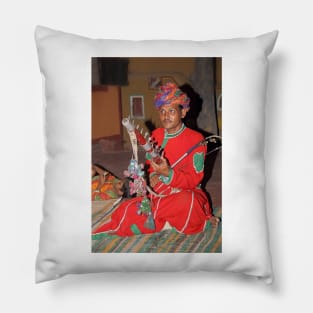 Musician at the Chocki Dani Village in Rajasthan, India Pillow