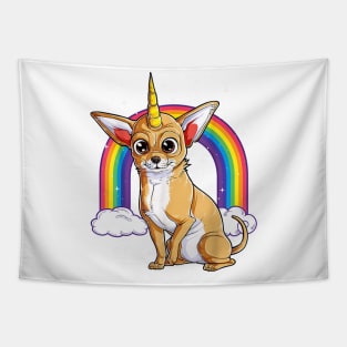 Chihuahua Unicorn Rainbow Tapestry