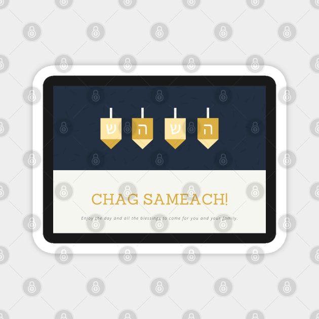 Chag Sameach Hanukkah Card Magnet by stickersbyjori