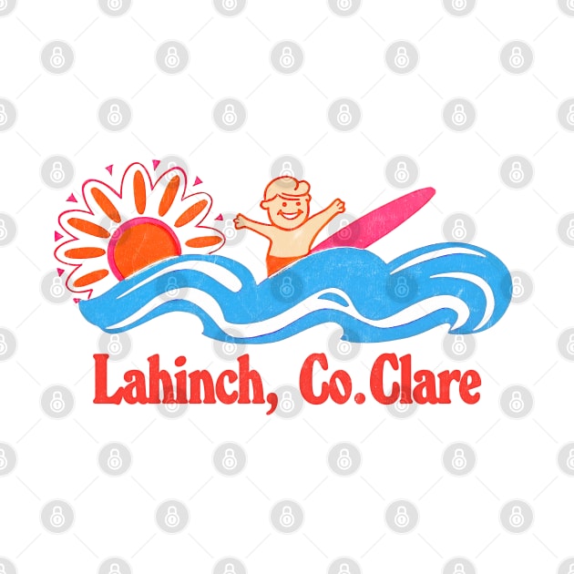 Lahinch, Co Clare - Irish Retro Surf Gift Design by feck!