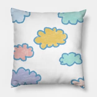 Soft Light Pastels Fluffy Clouds Background Aesthetic Style Pillow