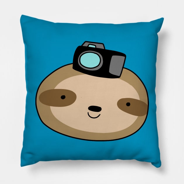 Camera Sloth Face Pillow by saradaboru