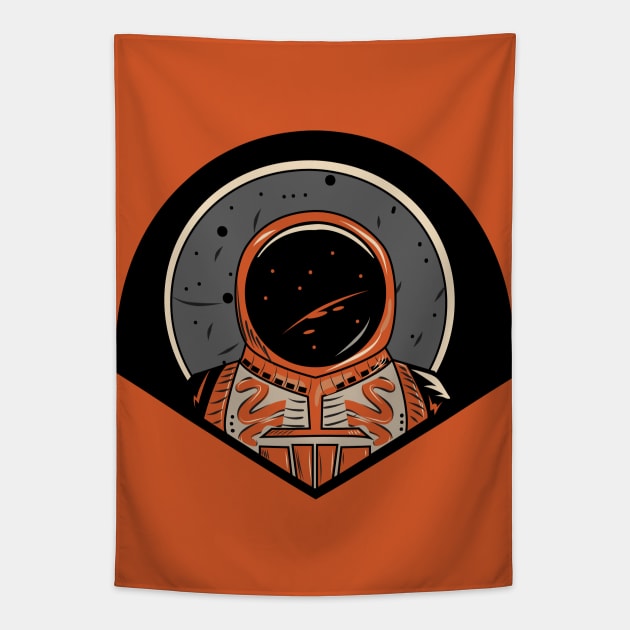 Footsteps on the moon |  Funky Astronaut Spacesuit Space shuttle Tapestry by Art by Ergate