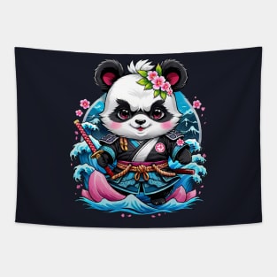 Japanese Samurai Panda Tattoo, Kawaii Ninja Panda Tapestry