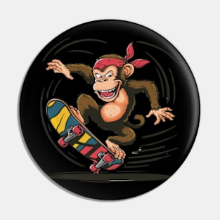 Monkey on a Skateboard Pin