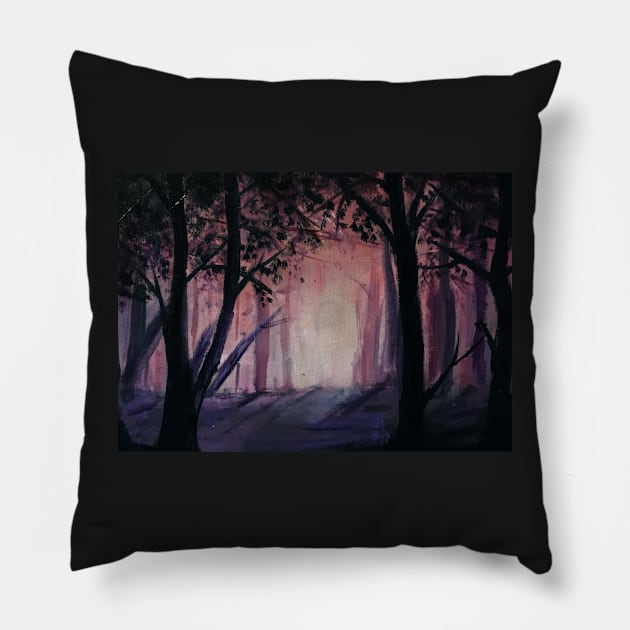 Forest Sunrise Pillow by YaebaArts