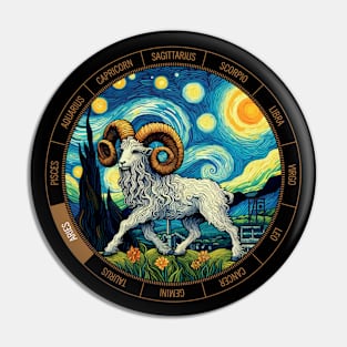 ZODIAC Aries - Astrological ARIRS - ARIRS - ZODIAC sign - Van Gogh style - 4 Pin