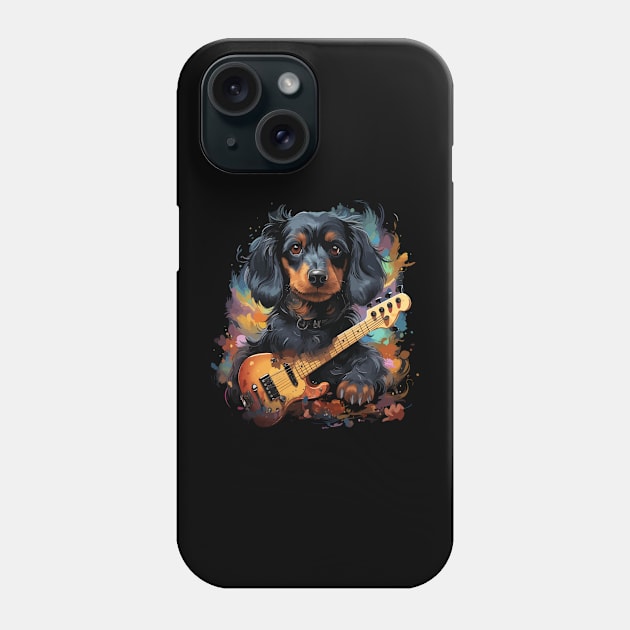 Dachshund Playing Guitar Phone Case by JH Mart