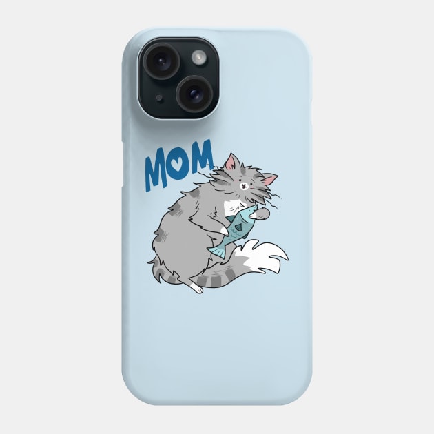 Mom - Gray Tabby Cat with a Fish Phone Case by saradaboru