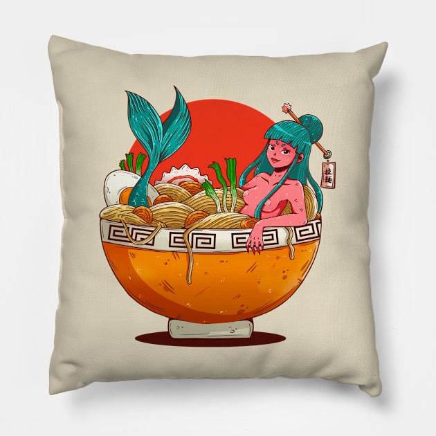 RAMEN MERMAID Pillow by Chofy87