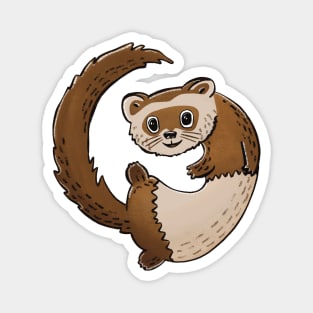 Cute Chocolate Ferret Illustration Magnet