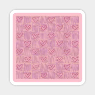 Pastel checkered pink heart pattern Magnet