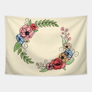 Floral Peony Loop Wreath Tapestry