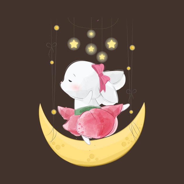 cute bunny dancing moon by Tshirt lover 1