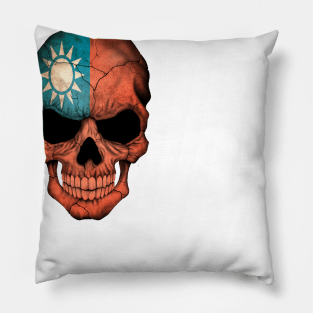 Taiwanese Flag Skull Pillow