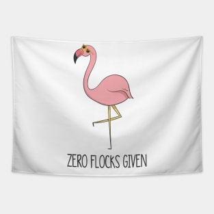 Zero Flocks Given, Funny Cute Flamingo Bird Tapestry