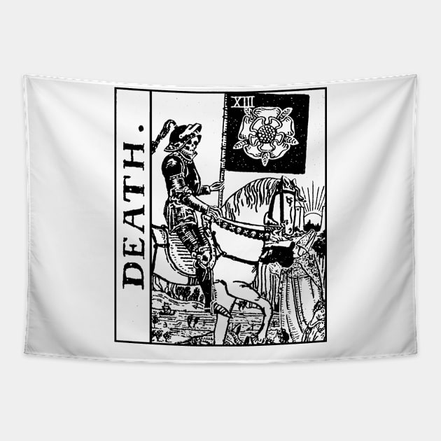 Death Tarot Card Black and White Tapestry by AbundanceSeed