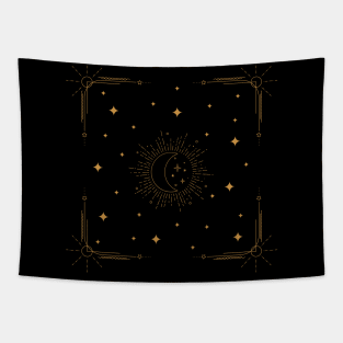 Celestial Moon, Sun, And Stars Tapestry