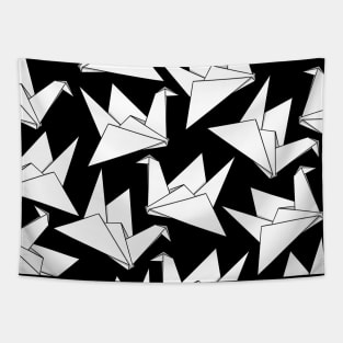 Origami Crane Black Tapestry