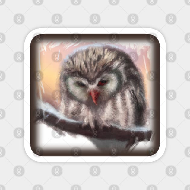 Cute owl painting Magnet by artbyluko