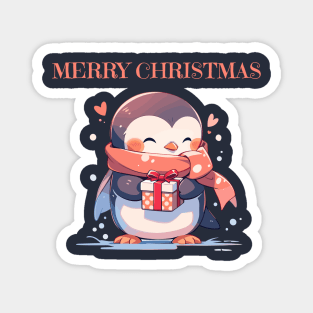 Lovely penguin with a present for Christmas Magnet