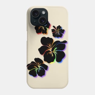 Hibiscus black with rainbow accents Phone Case