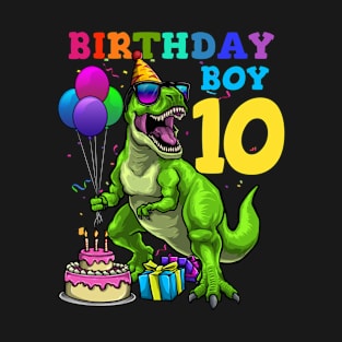 10th Birthday Dinosaur T Rex Birthday Boy T-Shirt