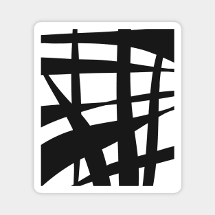 Abstract, Mono, Black and White, Ink, Stripes Magnet