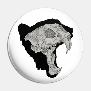 Dotwork Tiger Skull Art Print Pin