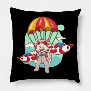 cute illustration of skydiving Pillow