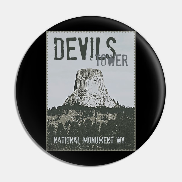 Devil's Tower Stamp Pin by Northofthepines