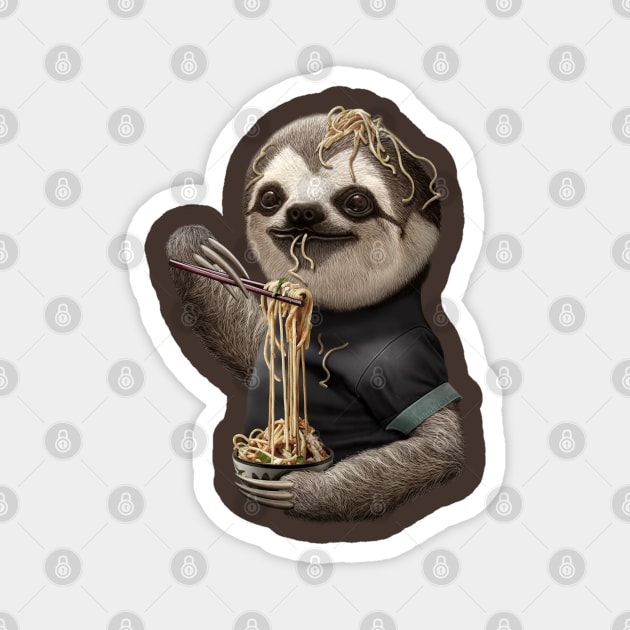 SLOTH EATING NOODLE Magnet by ADAMLAWLESS