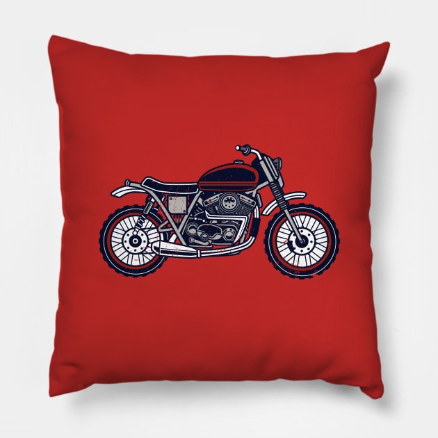 Cool Vintage Motorcycle Pillow by LineXpressions