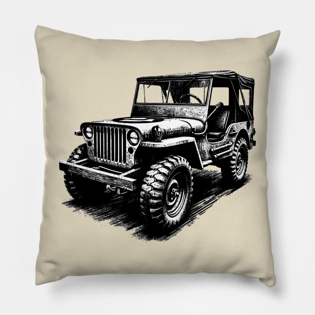 Willys Jeep Pillow by Vehicles-Art