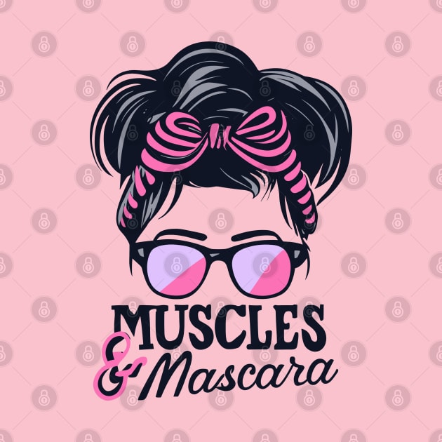 "Muscles and Mascara Chic Silhouette" - Funny Ladies Workout Fitness by stickercuffs