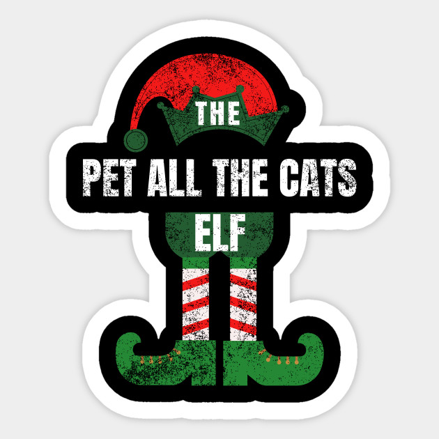Pet All The Cats Elf Christmas Gifts Matching Family Pajamas Pet