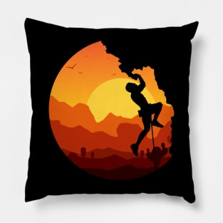 Mountain Climber Boulder Sports Hobby Retro Rock Climbing Pillow