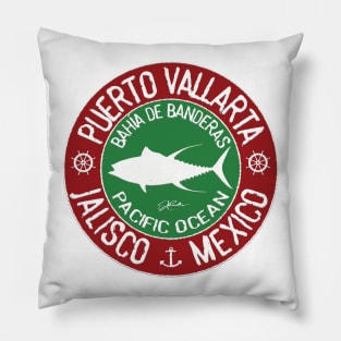 Puerto Vallarta, Jalisco, Mexico, with Yellowfin Tuna Silhouette Pillow