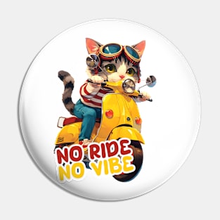 Cool cat riding motorbike Pin