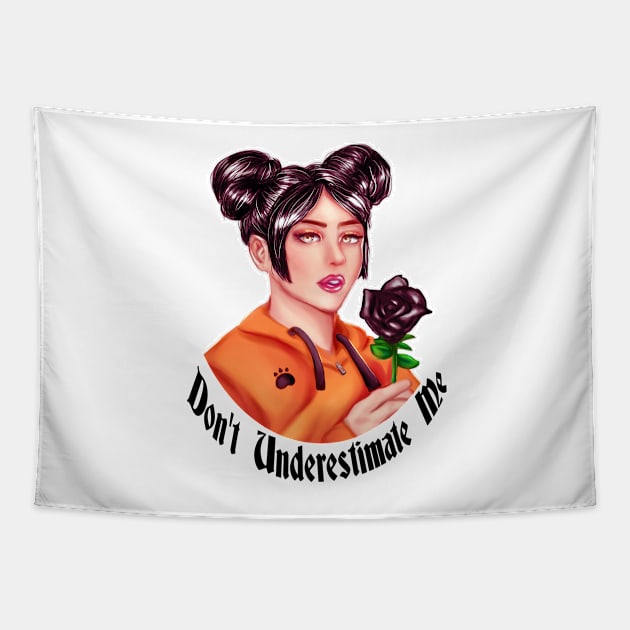 Don't Underestimate Girl with Rose Tapestry by VelvepeachShop