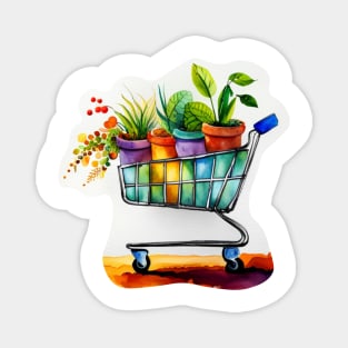 Shopping Cart of Plants Magnet