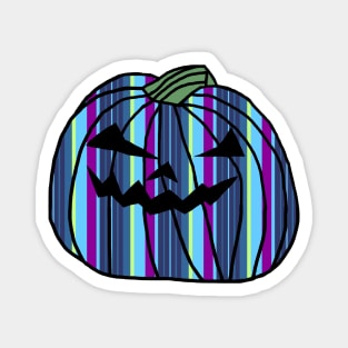 Mostly Blue Stripes Halloween Horror Pumpkin Magnet