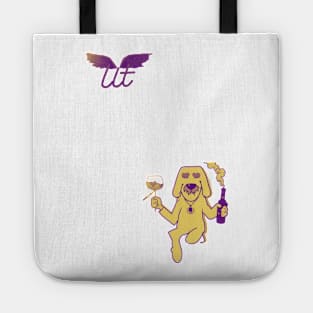 LitQ - Cute dog drinks wine on Valentine's Day anime art vibe Tote